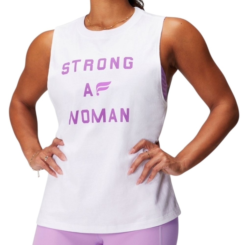 Fabletics | White International Day Muscle "Strong AF Woman" Tank Top (Size 2X)
